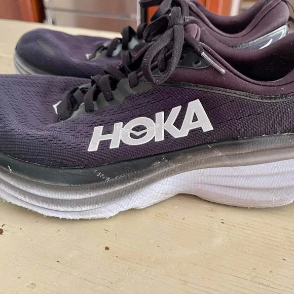 Hoka Black Athletic Shoes with Rocker Sole and Breathable Mesh - Picture 3 of 11